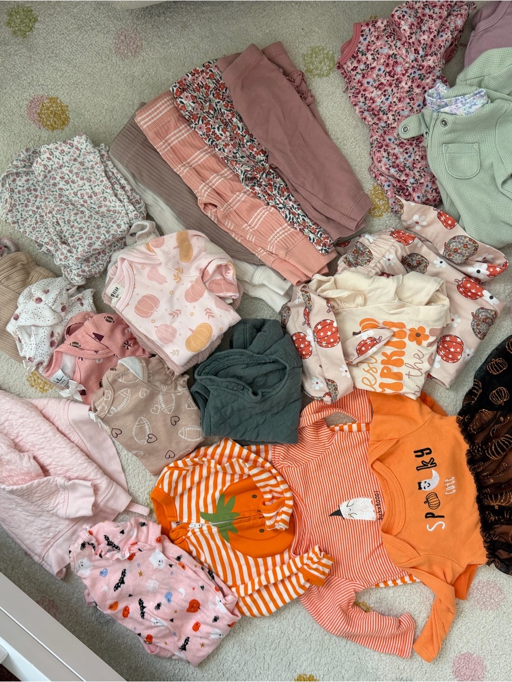 Mixed Baby Bodysuits & Pants - Pumpkin Orange, Blush & Mint